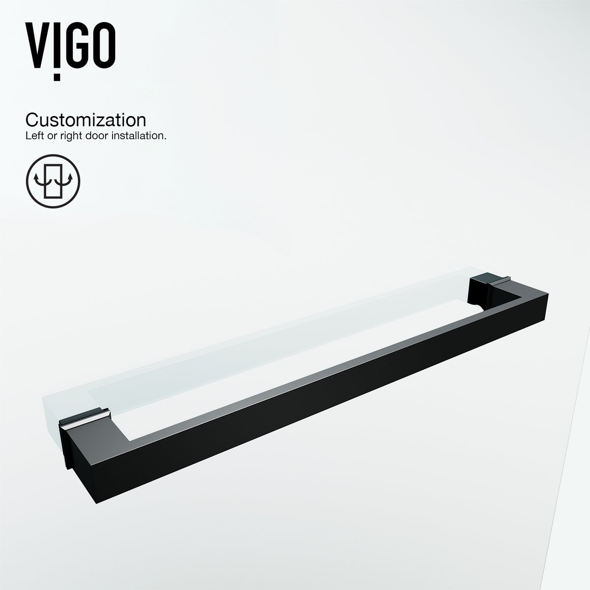 Rialto 34 in. W x 58 in. H Hinged Frameless Tub Door in Matte Black with 5/16 in. (8mm) Clear Glass and Cass 4-Piece Bath Hardware Set