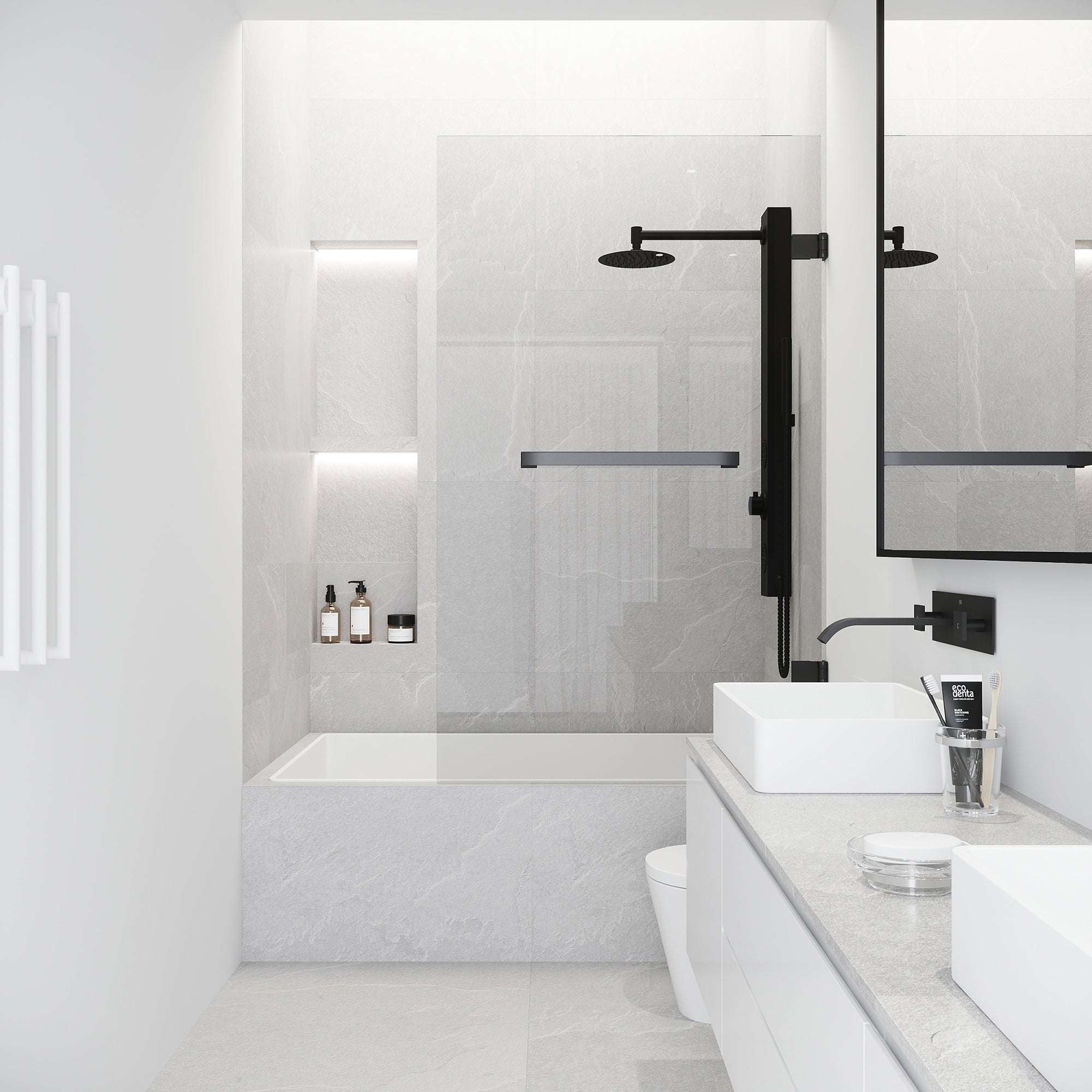 Rialto – 34 in. W X 58 in. H Frameless Hinged Tub Door with 5/16