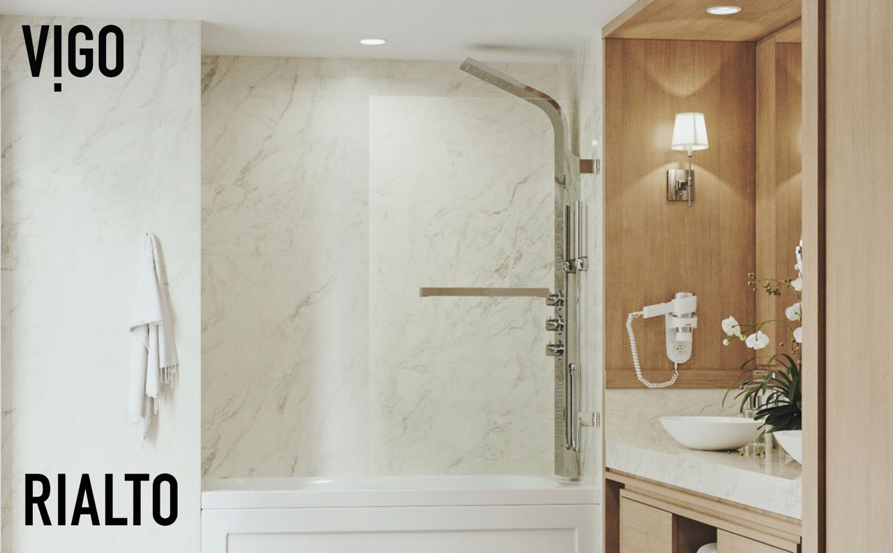 VIGO Rialto Frameless Hinged Tub Door 