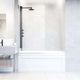 VIGO Meridian Zenith 34 x 62 in. Semi-Framed Fixed Tub Screen with Clear/Fluted Tempered Glass