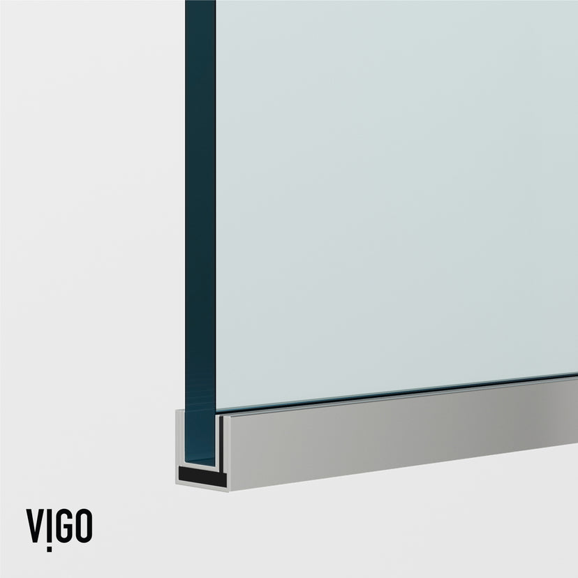 Zenith 34 in. W x 62 in. H Frameless Fixed Tub Screen in Chrome with 3/8 in. (10mm) Clear Glass and Meridian 4-Piece Bath Hardware Set