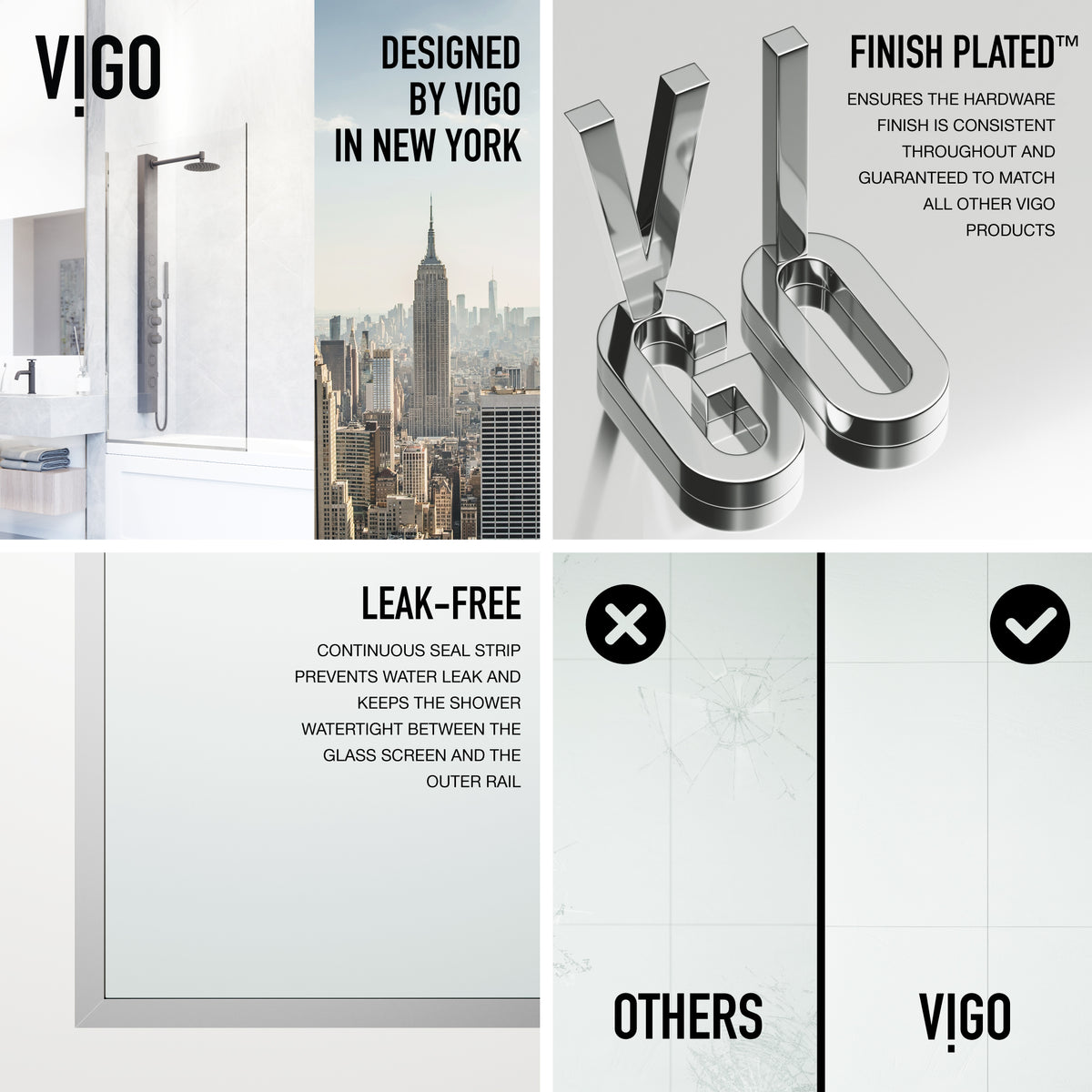 Zenith 34 in. W x 62 in. H Frameless Fixed Tub Screen in Chrome with 3/8 in. (10mm) Clear Glass and Cass 3-Piece Bath Hardware Set
