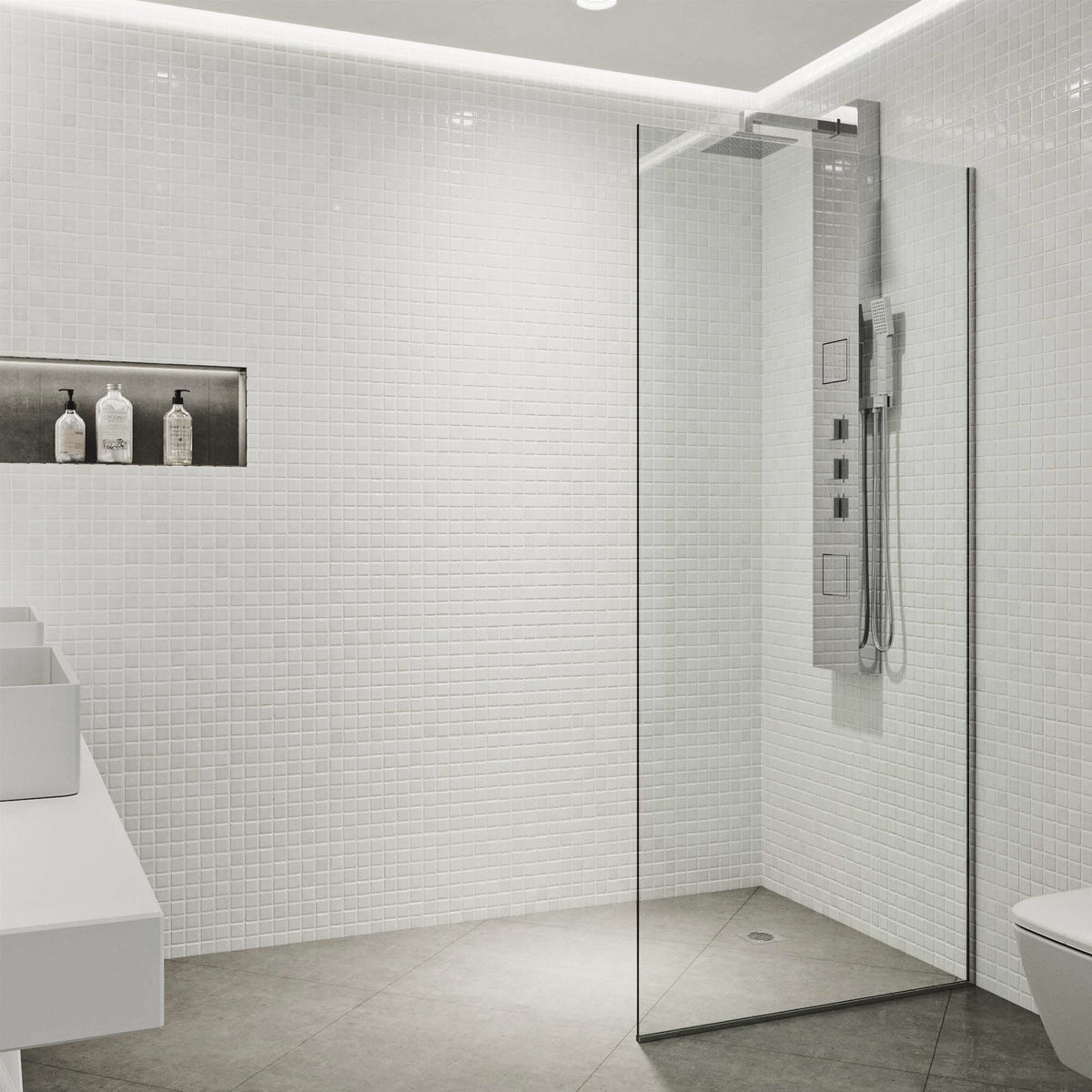 Meridian Zenith 34 x 74 in. Semi-Framed Fixed Shower Screen