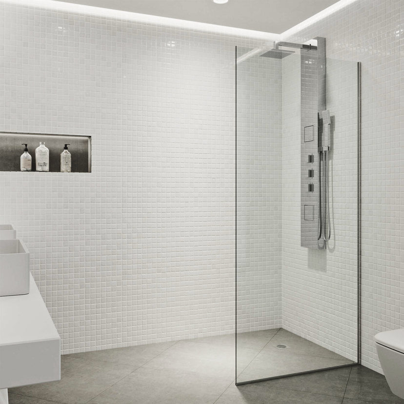 Meridian Zenith 34 x 74 in. Semi-Framed Fixed Shower Screen