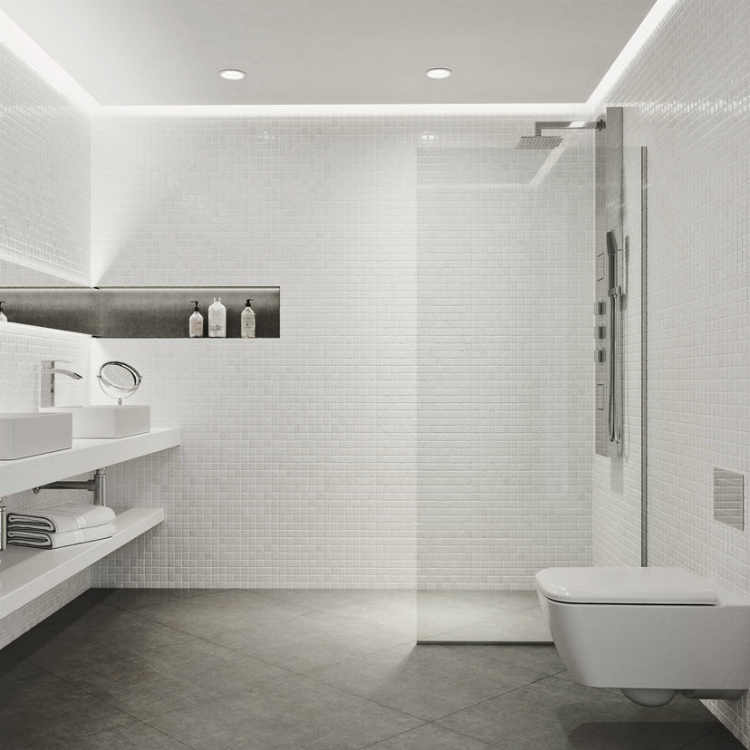Zenith 34 in. W x 74 in. H Frameless Fixed Shower Screen Door and Satro 3-Piece Bath Hardware Set in Chrome