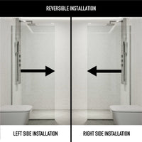 Zenith 34 in. W x 74 in. H Frameless Fixed Shower Screen Door and Satro 3-Piece Bath Hardware Set in Chrome