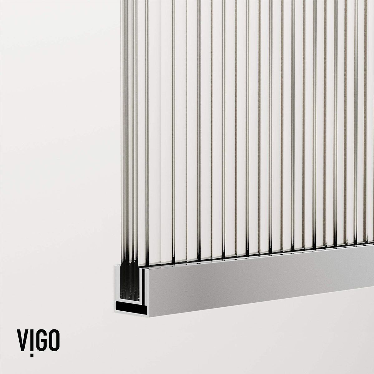 VIGO Meridian Zenith 34 x 62 in. Semi-Framed Fixed Tub Screen with Clear/Fluted Tempered Glass