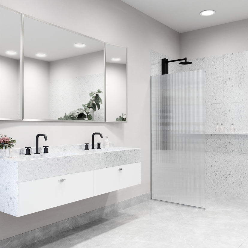 Meridian Zenith 34 x 74 in. Semi-Framed Fixed Shower Screen