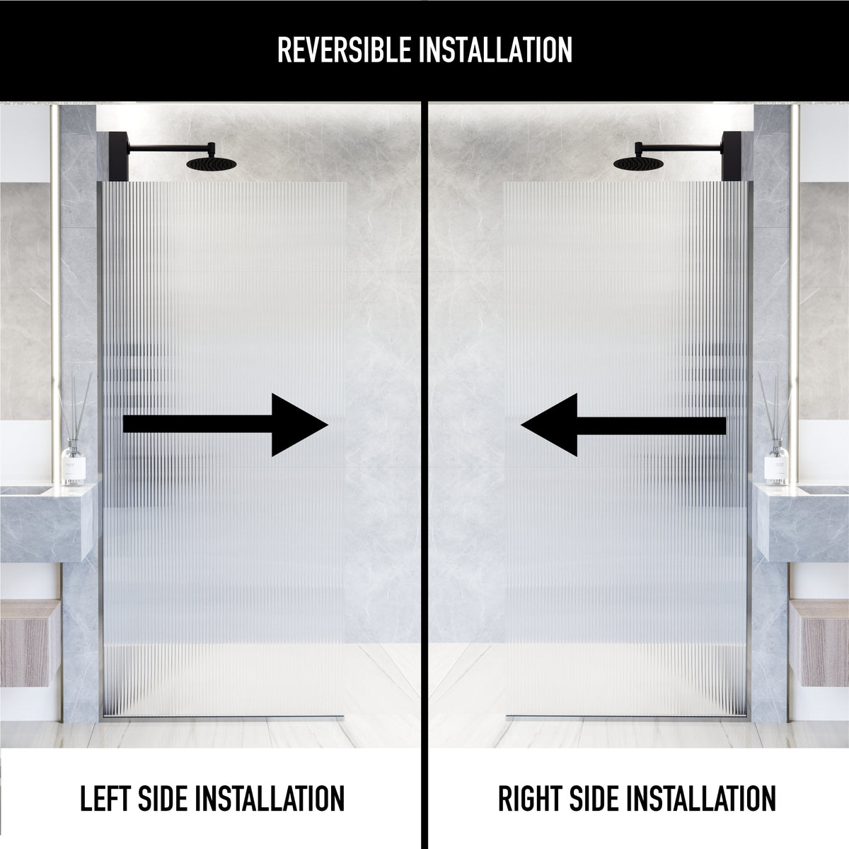 Meridian Zenith 34 x 74 in. Semi-Framed Fixed Shower Screen