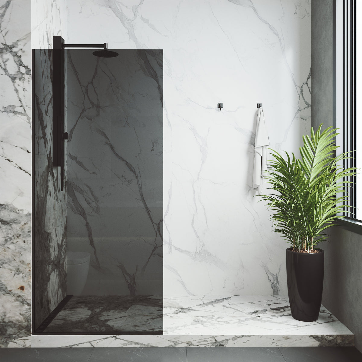 Meridian Zenith 34 x 74 in. Semi-Framed Fixed Shower Screen