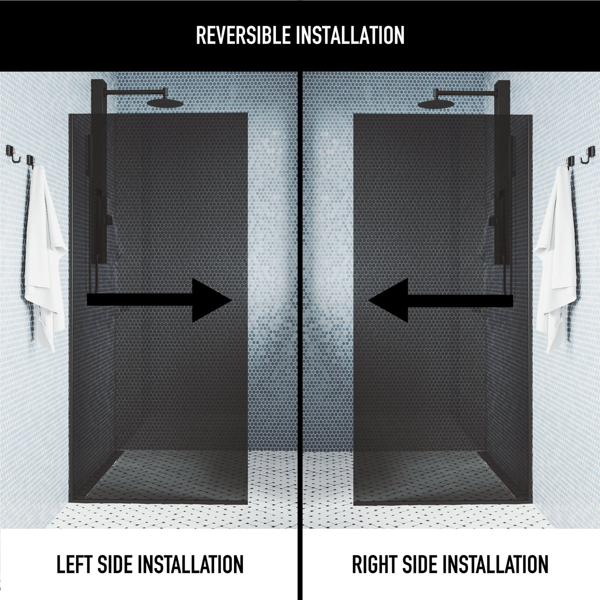 Meridian Zenith 34 x 74 in. Semi-Framed Fixed Shower Screen