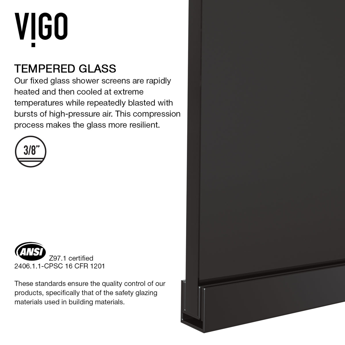 Meridian Zenith 34 x 74 in. Semi-Framed Fixed Shower Screen