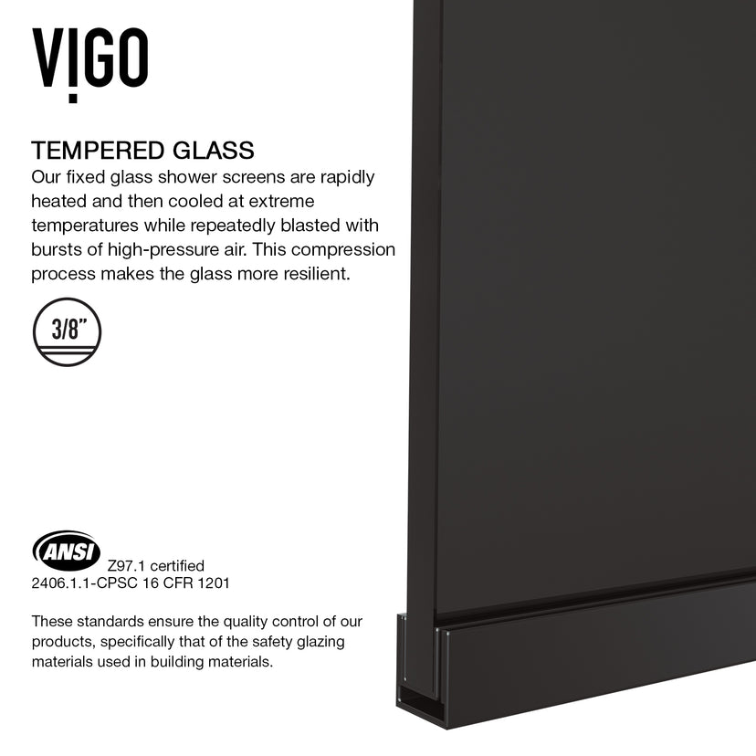 Meridian Zenith 34 x 74 in. Semi-Framed Fixed Shower Screen