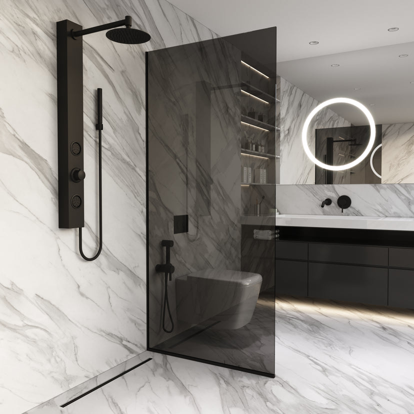 Meridian Zenith 34 x 74 in. Semi-Framed Fixed Shower Screen