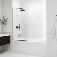 VIGO Meridian Zenith 34 x 62 in. Semi-Framed Fixed Tub Screen with Clear/Fluted Tempered Glass