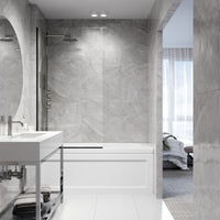 VIGO Meridian Zenith 34 x 62 in. Semi-Framed Fixed Tub Screen with Clear/Fluted Tempered Glass