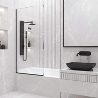 VIGO Meridian Zenith 34 x 62 in. Semi-Framed Fixed Tub Screen with Clear/Fluted Tempered Glass