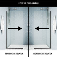 Zenith 34 in. W x 74 in. H Frameless Fixed Shower Screen Door and Elan 24 in. Linear Shower Drain in Matte Black