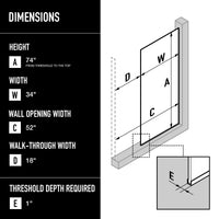 Zenith 34 in. W x 74 in. H Frameless Fixed Shower Screen Door and Meridian 4-Piece Bath Hardware Set in Matte Black