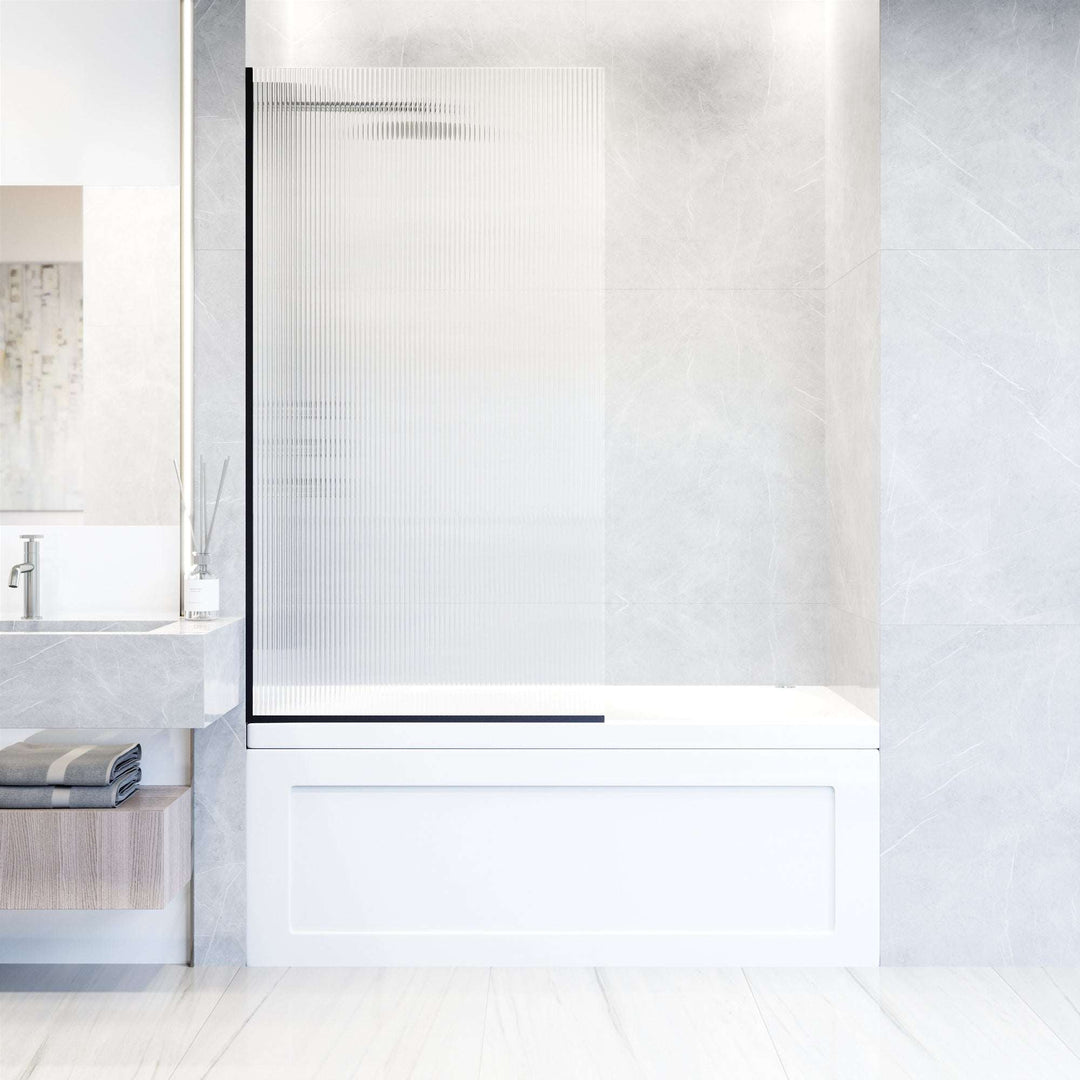 VIGO Meridian Zenith 34 x 62 in. Semi-Framed Fixed Tub Screen with Clear/Fluted Tempered Glass