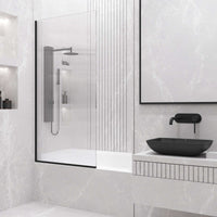VIGO Meridian Zenith 34 x 62 in. Semi-Framed Fixed Tub Screen with Clear/Fluted Tempered Glass