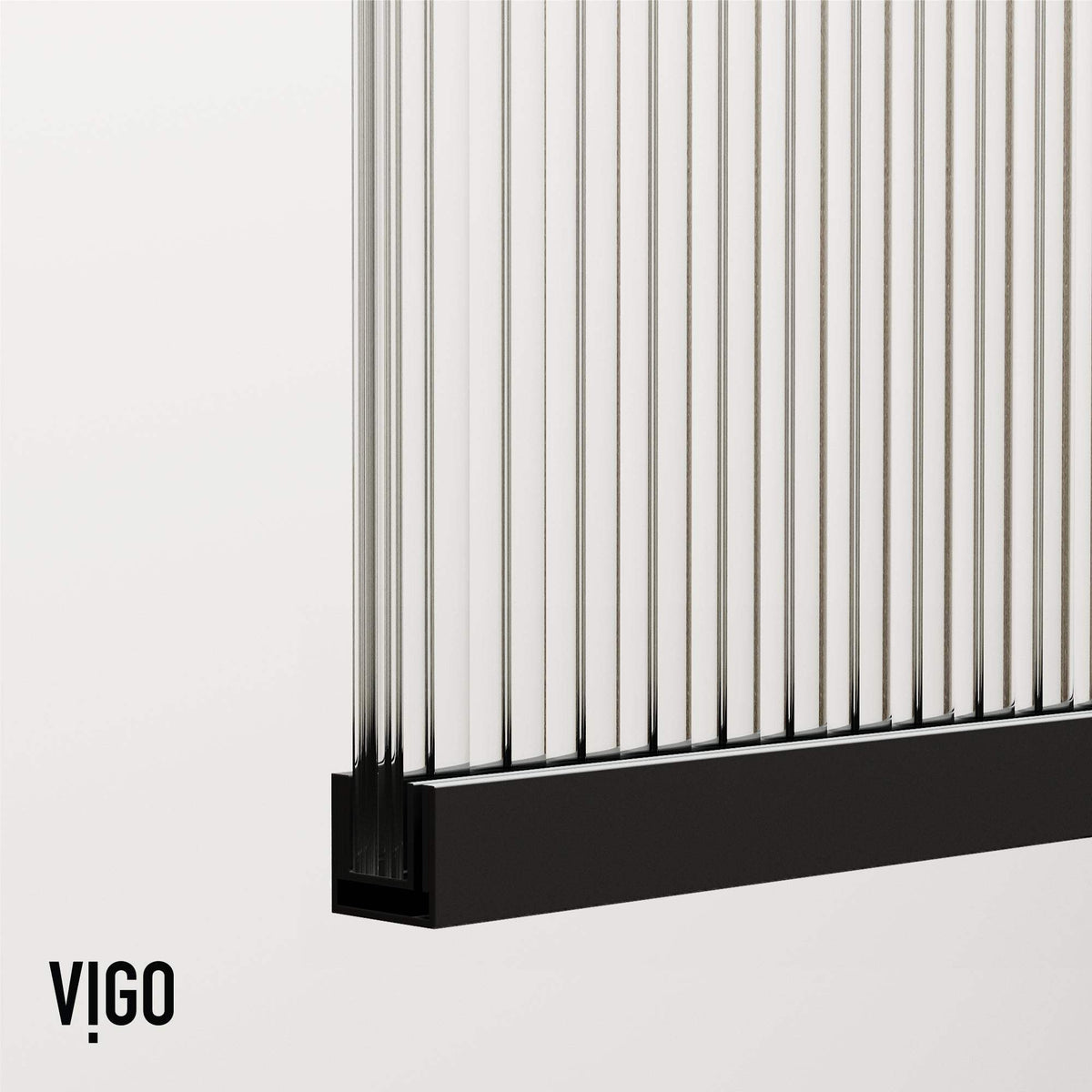 Stainless steel hardware shower screen with matte black finish and fluted tempered glass