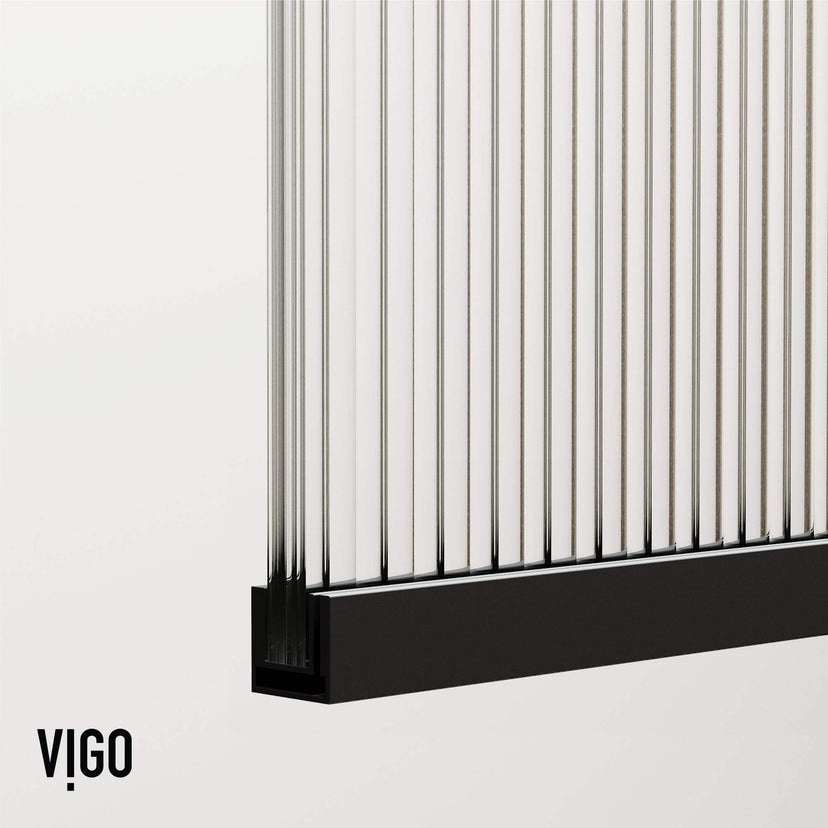 Stainless steel hardware shower screen with matte black finish and fluted tempered glass