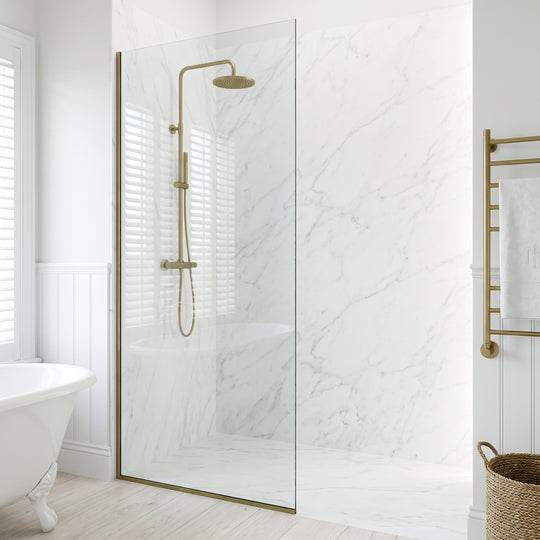 Meridian Zenith 34 x 74 in. Semi-Framed Fixed Shower Screen