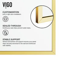 Zenith 34 in. W x 74 in. H Frameless Fixed Shower Screen Door and Satro 3-Piece Bath Hardware Set in Matte Brushed Gold