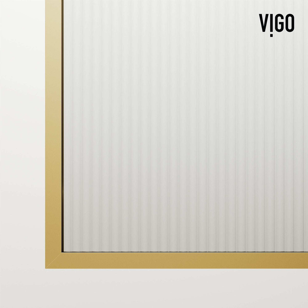 Matte gold frameless shower screen with fluted glass, reversible door, and tempered safety glass