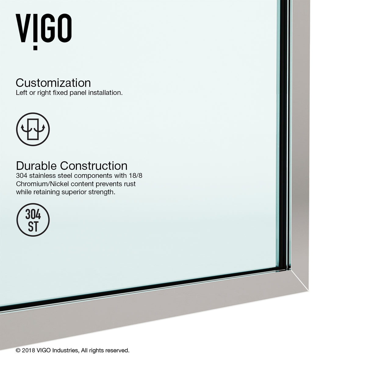 Meridian Zenith 34 x 74 in. Semi-Framed Fixed Shower Screen