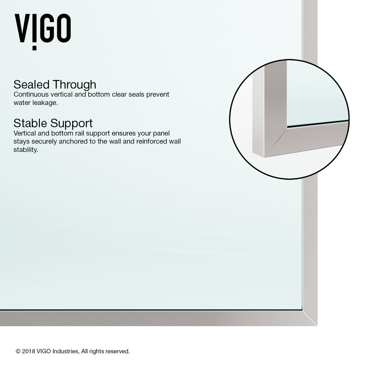 Meridian Zenith 34 x 74 in. Semi-Framed Fixed Shower Screen