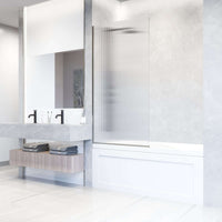 VIGO Meridian Zenith 34 x 62 in. Semi-Framed Fixed Tub Screen with Clear/Fluted Tempered Glass