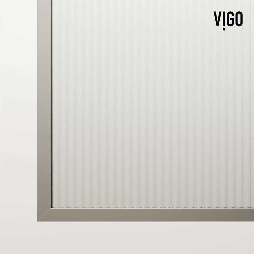 VIGO Meridian Zenith 34 x 62 in. Semi-Framed Fixed Tub Screen with Clear/Fluted Tempered Glass