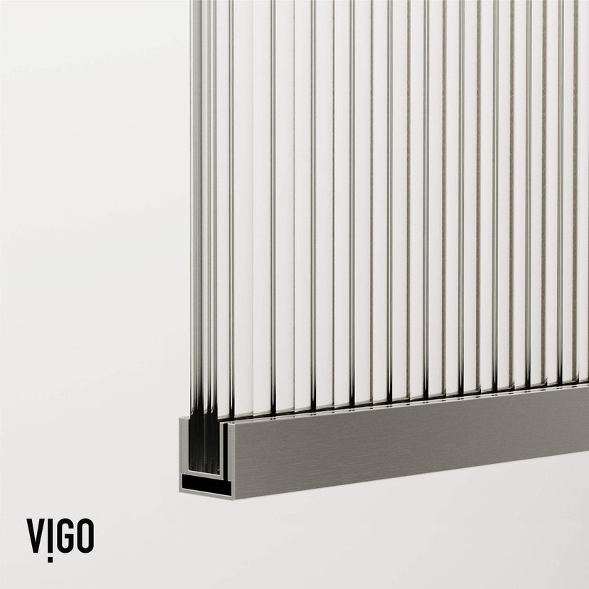 VIGO Meridian Zenith 34 x 62 in. Semi-Framed Fixed Tub Screen with Clear/Fluted Tempered Glass