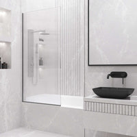 VIGO Meridian Zenith 34 x 62 in. Semi-Framed Fixed Tub Screen with Clear/Fluted Tempered Glass