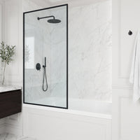 VIGO Meridian 34 x 62 in. Framed Fixed Tub Screen with Clear/Fluted Tempered Glass