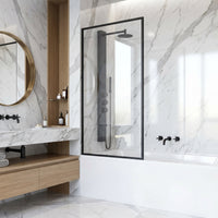 VIGO Meridian 34 x 62 in. Framed Fixed Tub Screen with Clear/Fluted Tempered Glass