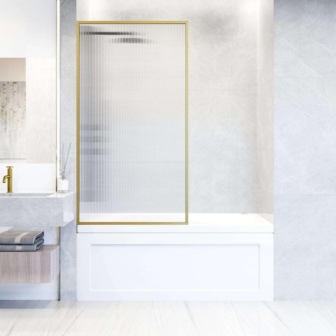 VIGO Meridian 34 x 62 in. Framed Fixed Tub Screen with Clear/Fluted Tempered Glass