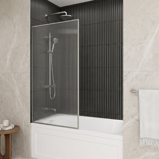 VIGO Meridian 34 x 62 in. Framed Fixed Tub Screen with Clear/Fluted Tempered Glass