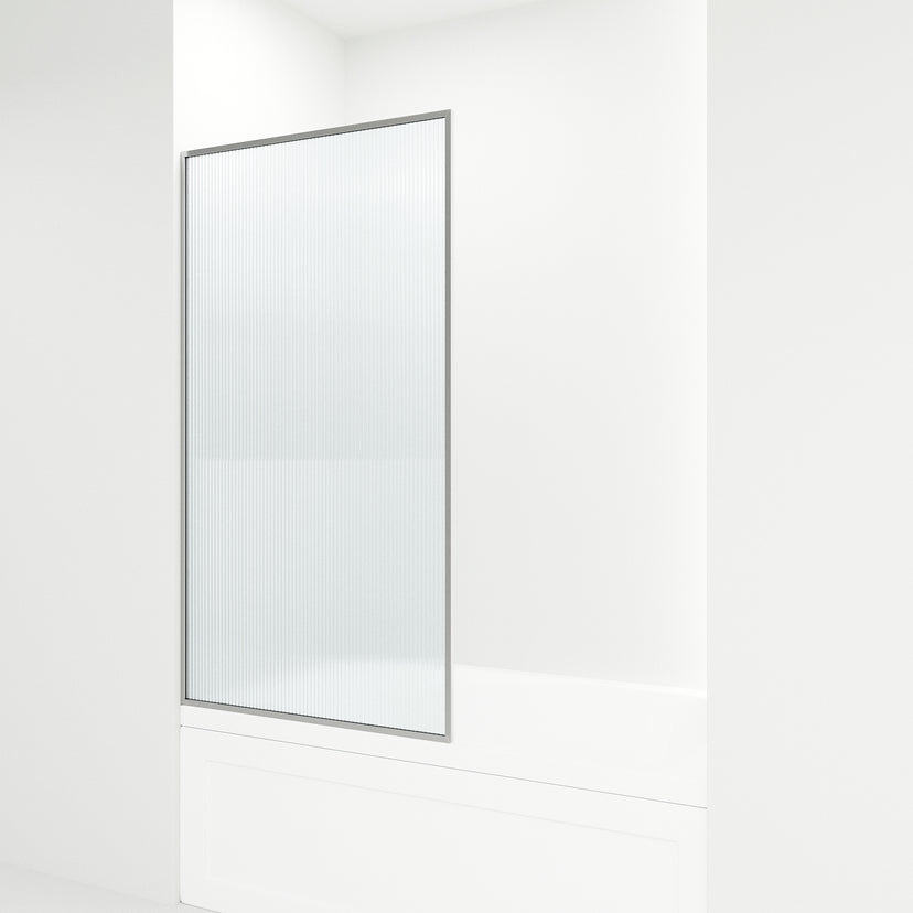 VIGO Meridian 34 x 62 in. Framed Fixed Tub Screen with Clear/Fluted Tempered Glass