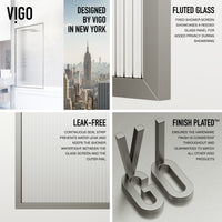 VIGO Meridian 34 x 62 in. Framed Fixed Tub Screen with Clear/Fluted Tempered Glass