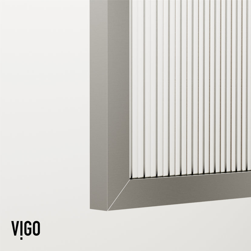 VIGO Meridian 34 x 62 in. Framed Fixed Tub Screen with Clear/Fluted Tempered Glass