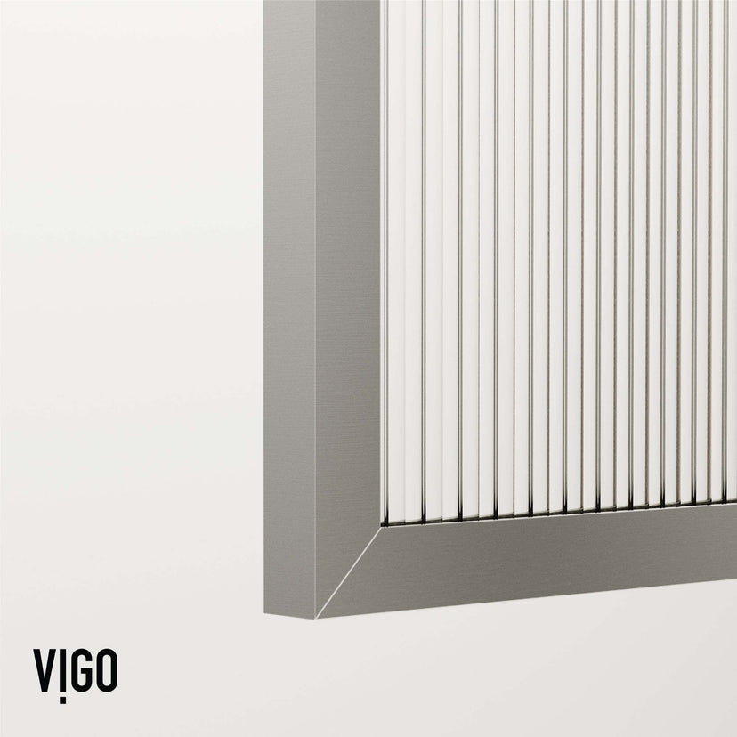 VIGO Meridian 34 x 62 in. Framed Fixed Tub Screen with Clear/Fluted Tempered Glass