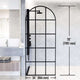 78-inch tall shower screen with stainless steel hardware and grid glass pattern