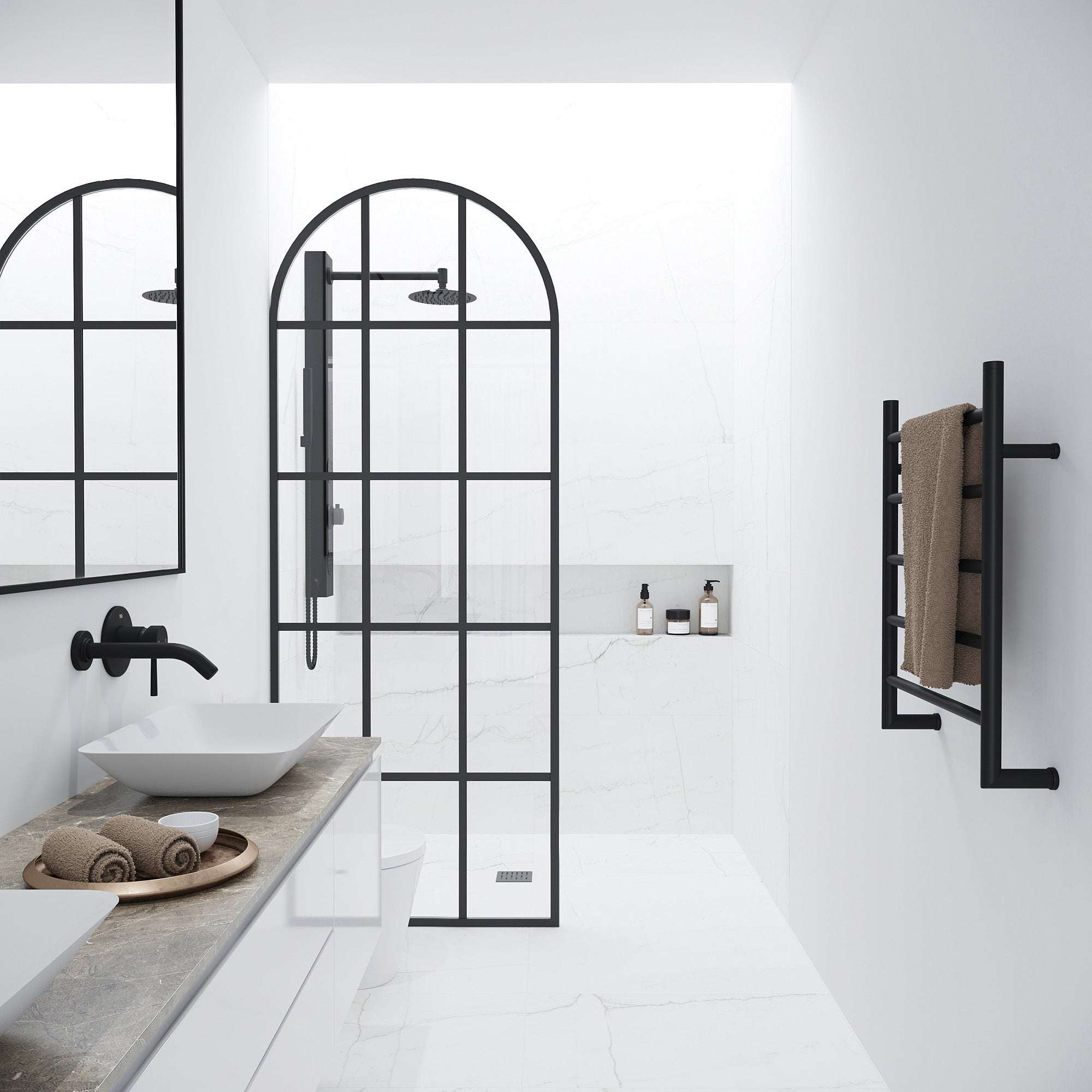 Arden – 34 in. W X 78 in. H Framed Fixed Shower Screen Door with 3