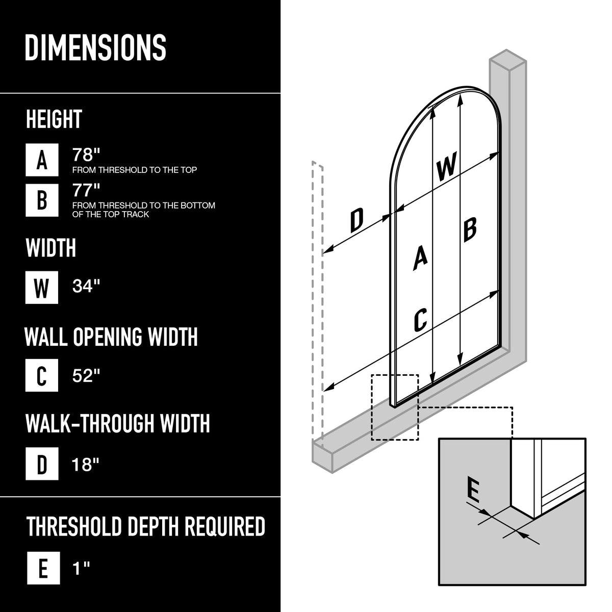 Arden 34 in. W x 78 in. H Framed Fixed Shower Screen Door and Satro 3-Piece Bath Hardware Set in Matte Brushed Gold