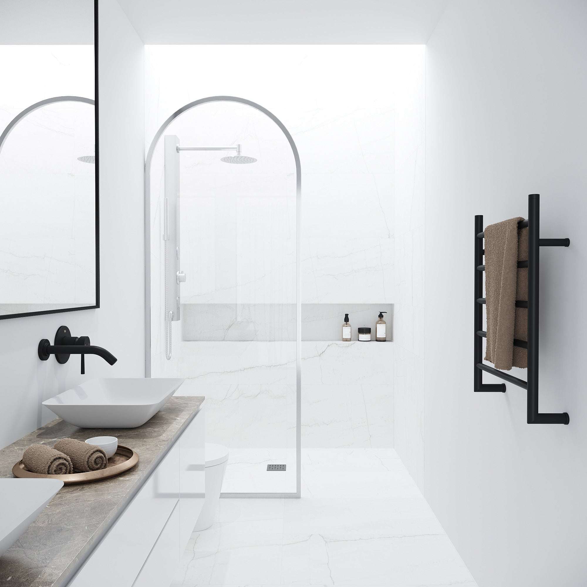 Arden – 34 in. W X 78 in. H Framed Fixed Shower Screen Door with 3