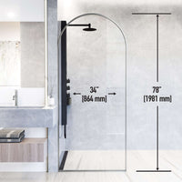 78-inch tall shower screen with stainless steel hardware and clear glass