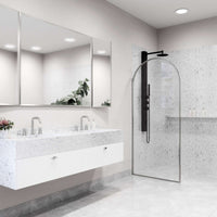 Shower screen with included mounting hardware and clear glass panel